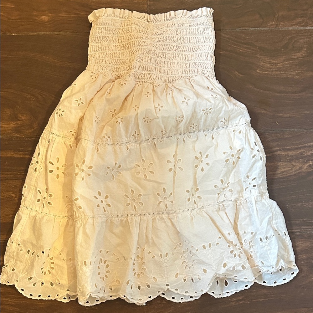 Elegant Cream Eyelet Skirt